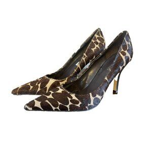 Nine West Womens 3.5" Heels 8M Barbe Giraffe Print Real Hair Leather pointed toe